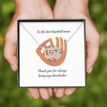 Inspirational Mom Necklace - Necklace for Mom - Gift Necklace with Message Card to Baseball Mom Interlocking Hearts Necklace On Birthday, Christmas St